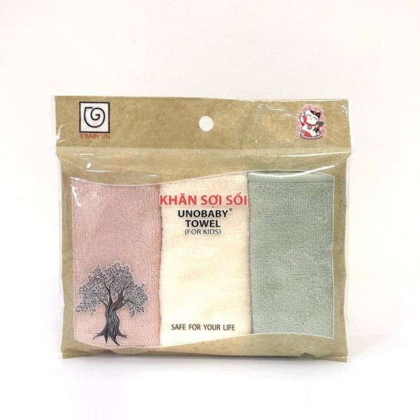 Combo 3 - Khăn mặt sợi sồi UNOBABY/04 - KT 25x25cm